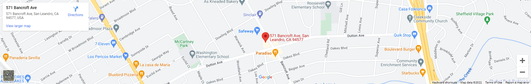 Map showing 571 Bancroft Ave, San Leandro, CA 94577