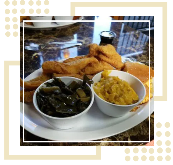 A plate of food with two bowls and some bread.